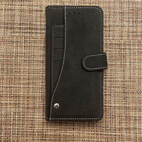 Asuwish Black Faux Suede Wallet Phone Case Samsung Note 10 Magnetic Closure - Picture 1 of 9